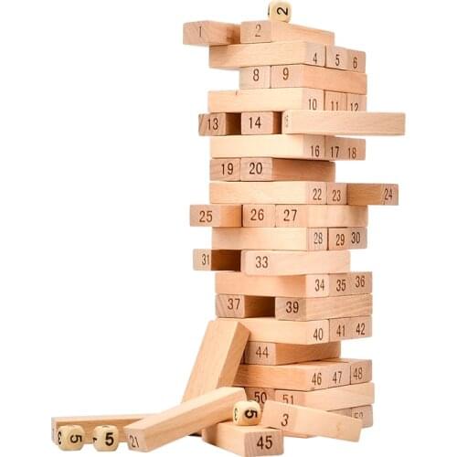 Toy Woo 54 Pcs/set Quality Beech Wooden Toys Tower Wood Building Blocks Jenga Domino Game toy Kids Gift Developmental Toys