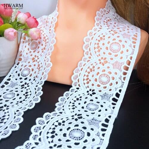 HWARM 10yard 8cm White hollowed out milk lace spot single side elastic water soluble embroidery bar code accessories for women