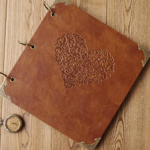 Personalized Vintage Photo album Leather Baby Wedding Guestbook Alternative /Scrapbook Album