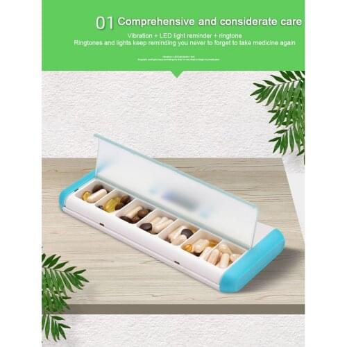 7 Grid Intelligent Pill Container Plastic Storage Box Electronic Timing Reminder Medicine Boxes Alarm Timer Tablet Pillbox Case