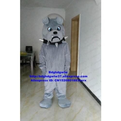 Grey Bulldog Dog Pitbull Bull Dog Pit Bull Terrier Mascot Costume Cartoon Character Image Promotion Opening New Business zx444
