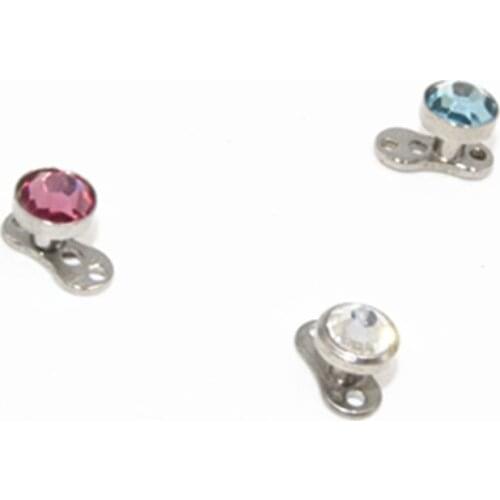 50pcs Anchor Surgical Steel Body jewelry Dermal Anchor TOP Gem 4mm internally threaded Surface Body Piercing Jewelry