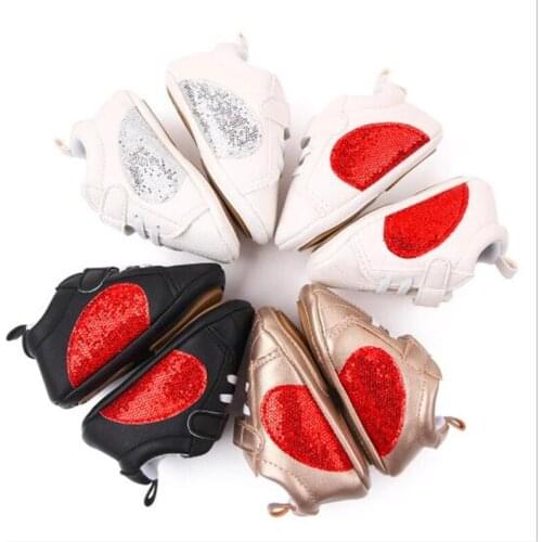 0-18M Baby First Walker Newborn Toddler Soft Sole Sport Shoes Infants PU Casual Shoes Sneakers Lovely Heart Boys Girls Shoes