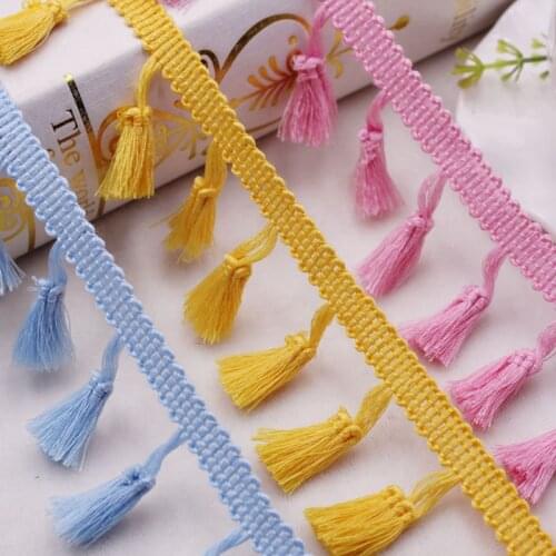 1Yards tassels Lace Ribbon Sewing Tassel Pompoms Trim Ball Fringe Silk Tassel Fringe Trim Embroidery Fabric Clothing Accessories