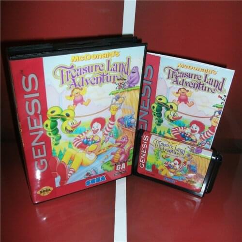 Mcdonalds Treasure Land Adventure US Cover with Box and Manual For Sega Megadrive Genesis Video Game Console 16 bit MD card