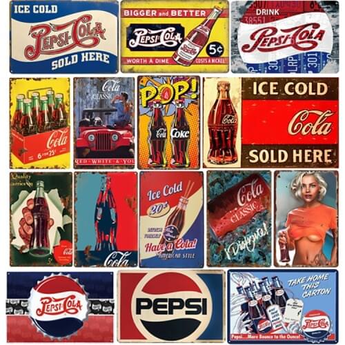 Cola Juice Metal Signs Artwork Wall Plaques Man Cave Bedroom Kitchen Bar Decor Rust Vintage Metal Plate Posters Vintage Tin Sign