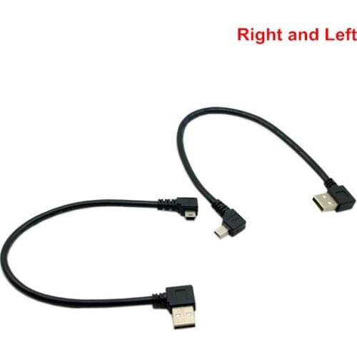 Mini USB 5Pin 90 Degree Left & Right Angled Male to Left USB 2.0 Male Data Charge Charger Charging Cable 20cm 0.2m