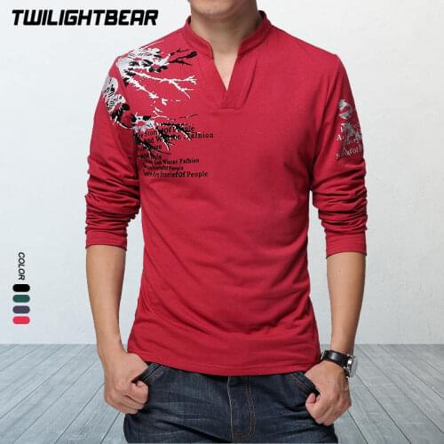 New Mens Casual T-Shirt Long Sleeve Male Shirt 4XL 5XL Spring Printing Slim Cotton Casual Shirt Men Brand Clothing Tees HF3010