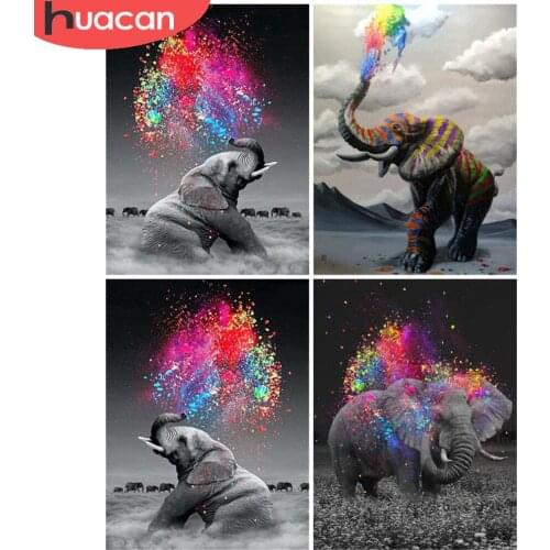 HUACAN Diamond Painting Kits Elephant Full Drill Embroidery Mosaic Colorful Animal Cross Stitch Diamond Art