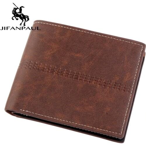 JIFANPAUL 2020 New Mens Wallet Short Wallet Frosted Leather Retro Mens Short Wallet Multi-Card Wallet Wallet