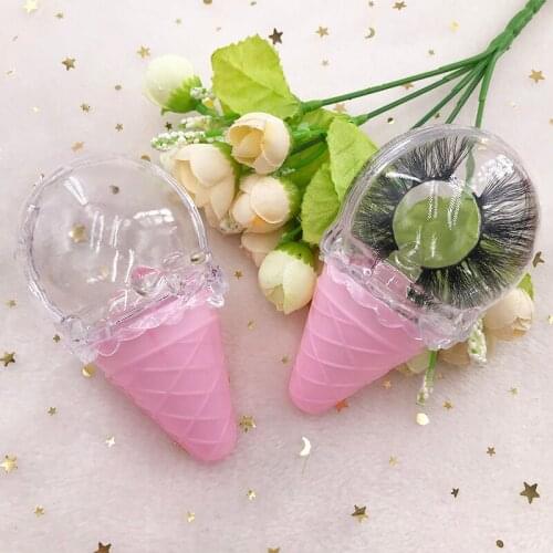 Pink Ice Cream Eyelash Packaging Case Mink Lash Box with Clear Tray without Lashes
