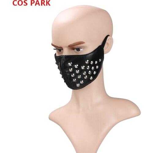 PU Mask Leather Dust Mask Creative Alloy Willow Nail Spikes Locomotive Mask Belt Mask Personality Cosplay Halloween Gifts