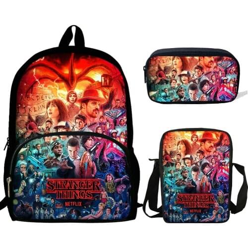 Stranger Things Seasons 3 Print Backpacks Children Bookbag School Bag Mochila Boys Girls Daily Shoulder Set Pencil Croobody