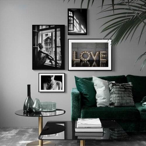 Modern Fashion Black and White Poster Canvas Paintings for Interior Wall Posters Decoration for Home Room Picture On Loft