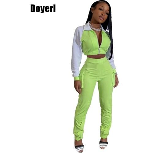 Womens Tracksuit Set Plus Size Sweat Suits Women Workout Matching Sets Casual Crop Top Cargo Pants 2 Piece Sets Womens Outfits