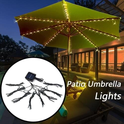 LED Solar Garden Umbrella LED Light Outdoor Seaside Beach Umbrella Lamps Waterproof Garden Decoration Umbrella String Lights