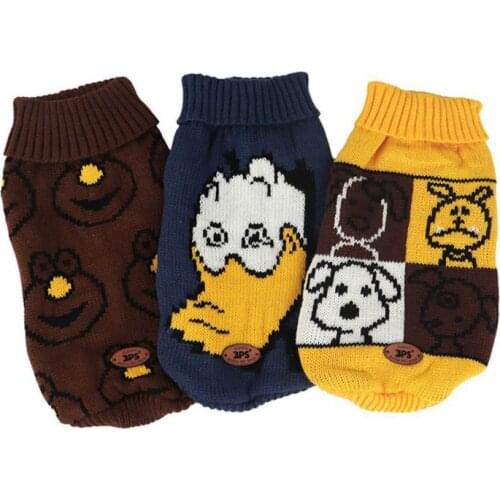 Warm Dog Sweater Cartoon Animal Pattern Dog Clothes Turtleneck Sweaters Knitwear Warm Pet Knitting Vest Coat For Fall Winter