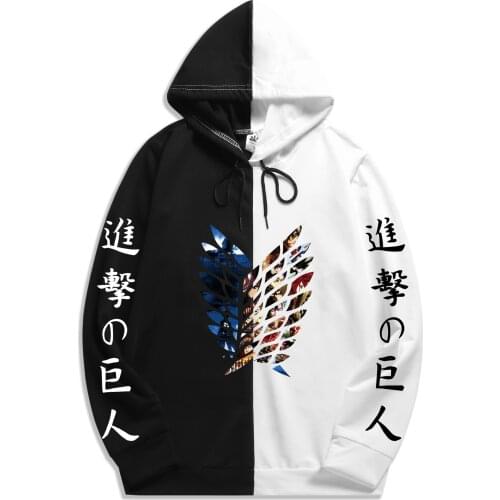 Summer Anime Attack on Titan Patchwork hoodie Spring Long Sleeved Pullovers Hoodies Streetwear Thin Clothing Harajuku