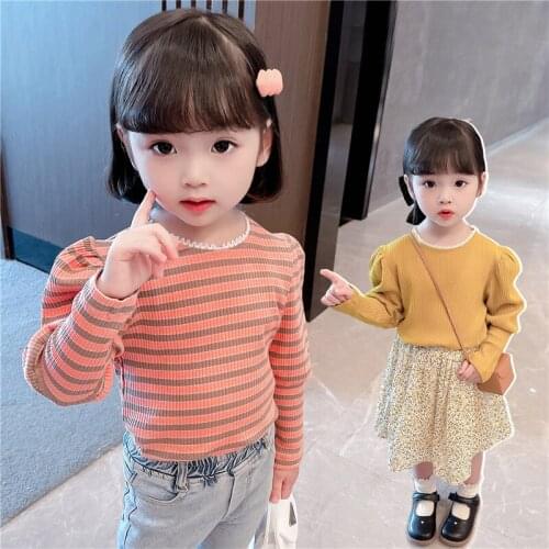 Long sleeve top baby sweater girls Korean sweater 2021 spring new childrens dress kids clothes