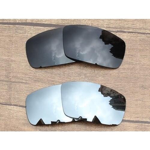 Vonxyz 2 Pairs Stealth Black & Chrome Mirror Polycarbonate Replacement Lenses for-Oakley Canteen 2006 Frame