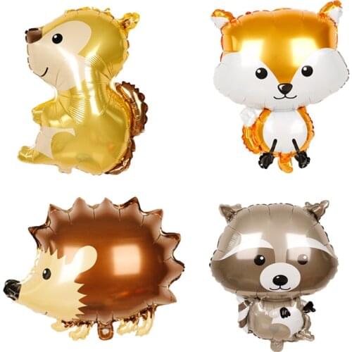 Jungle Party Hedgehog Fox Raccoon Squirrel Balloons Cartoon Animal Foil Balloon Birthday Safari Party Decor Kids Toys