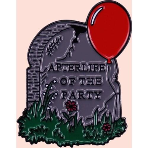 ZF3192 Horror Movie Killer Clown Tombstone Balloon Jewelry Enamel Pins And Brooches Creative Metal Denim Hat Badge For Fans