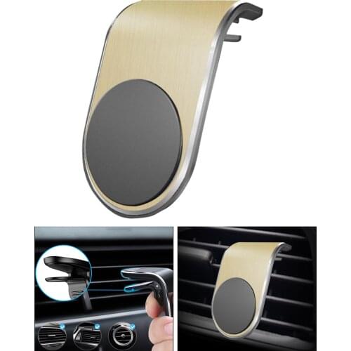Golden Metal Car Smart Phone Holder Magnetic Air Vent Mount Clip-on Stand for