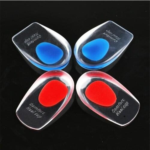 1pair Soft Silicone Gel Insoles for heel spurs pain Foot cushion Foot Massager Care Half Heel Insole Pad Height Increase