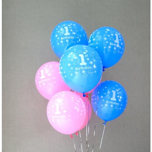 10pcs/lot 12Inch 1st Birthday Decoration Ballon Baby Shower Happy Birthday Helium Balloon Birthday Party Decoration Kids Globos