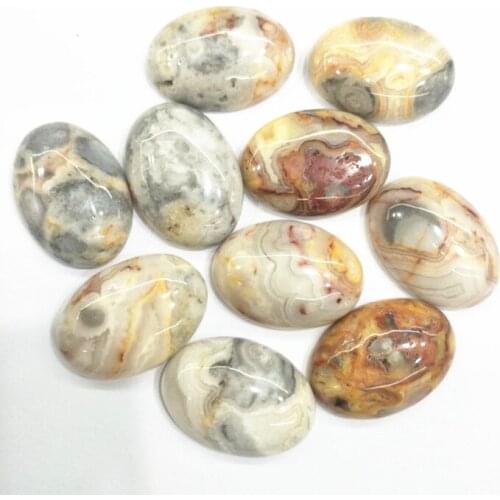 10pcs nature crazy agate stone cabochons oval shape 18x25mm for womens pendants making beads cabs no hole beads findings jewelr