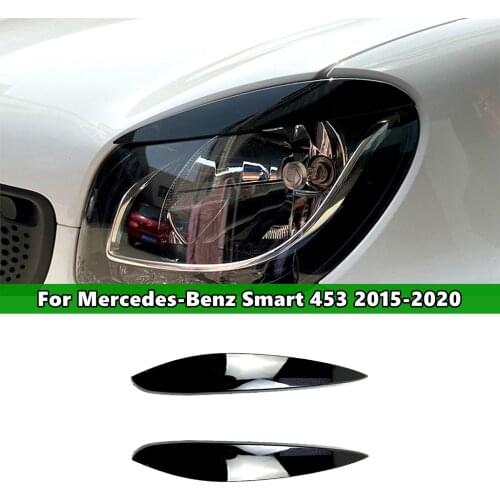For Mercedes Benz Smart 453 Fortwo Forfour 2015-2021 Carbon Fiber Look Black Headlight Eye Lid Eyebrow Cover