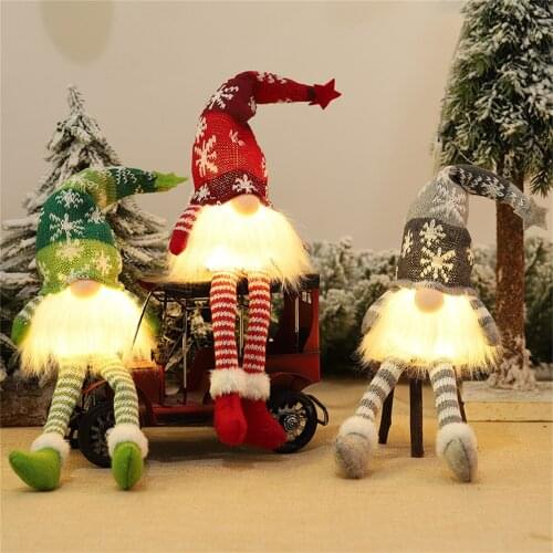 2021 Christmas Ornaments with Lights Glowing Faceless Old Man Rudolph Doll Dwarf Goblin doll Xmas Celebration Decoration