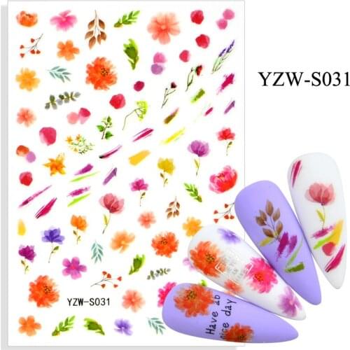 3D Stickers for Nails Colorful Flowers Lavender Design Nail Foil Decal Sliders Stickers for Manicure Nail Art Decoration