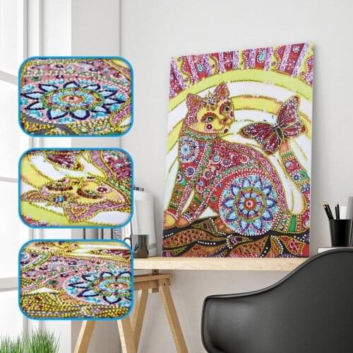 5D DIY Special Shaped Diamond Painting Painted Cartoon Animals Cats Butterfly Embroidery Animal Cross Stitch Embroidery Crafts