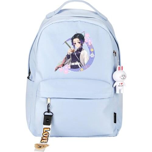 Anime Demon Slayer School Backpack for Teenage Girls Boys School Bag Kochou Shinobu Travel Shoulder kawai Mochilas