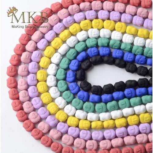 Natural 19 Colors Hematite Stone Rubber Matte Buddha Head Shape Beads For Jewelry Making 10*9mm Loose Beads Diy Bracelet15"