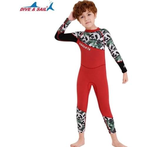 DIVE & SAIL Boys Wetsuit 2.5MM neoprene Childrens Scuba diving suit Sun-proof Long sleeve thermal Surfing snorkeling Swimsuit