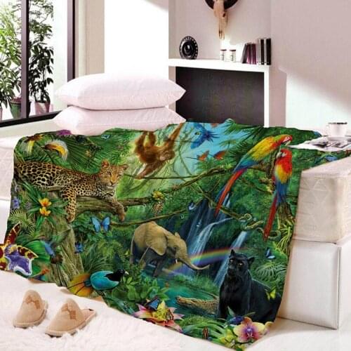 Custom Blanket Coral Fleece Cartoon Zoo For Kids Thin Super Soft Art Beach Towel Throw Travel Bedspread Cartoon Beds Dropship