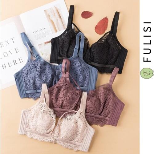 EFIOLY 2020 New Deep V Sexy Lace Womens Underwear Thin Cup No Sponge Gathered Large Size Bra Bra Underwear Women Bra Top