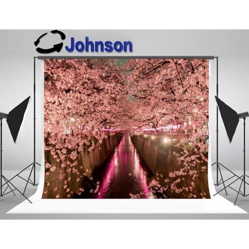 Night Cherry Blossoms Tokyo backdrop polyester or Vinyl cloth High quality Computer print wall photo studio background