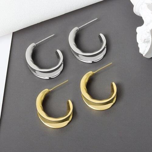 Geometric Circle Stud Earrings for Women Gold Silver Color Smooth Ear Jewelry Earrings Minimalist Earring Trendy 2020 New Brinco