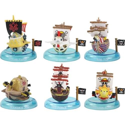 6pcs/set Pirate Ship Figure Toys Anime One Piece Pirate Boat Thousand Sunny Going Merry PVC Model Dolls