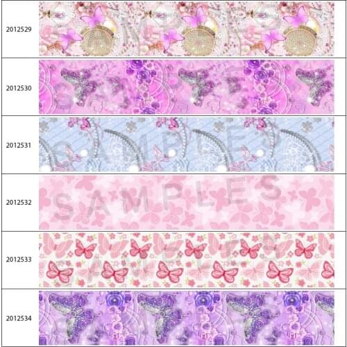 Beauty Jewelry Butterfly Flower Ribbon Printed Grosgrain/Satin Type 5Yards for Holiday Party Hair Bow DIY Materials