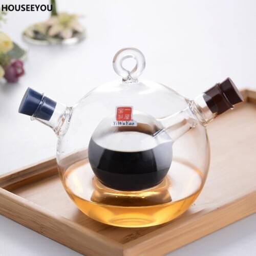 Kitchen Cruet Gravy Boats Seal Kitchen Condiment Can Clear Glass Seasoning Set Oil Soy Sauce Vinegar Container Kitchen Tools