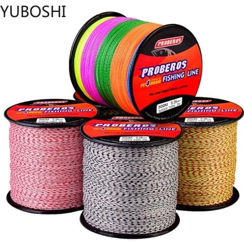 YUBOSHI 2020 New 4 Strands Strong PE Fishing Line 300M 6-100LB Abrasion Resistance Multifilament Durable Carp Fishing Line Pesca