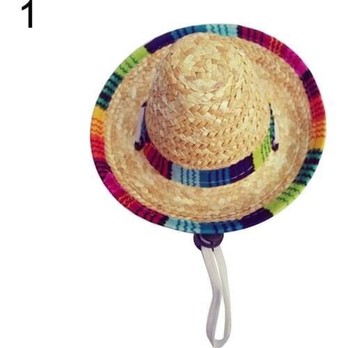 Fashion Pet Sun Cap Handcrafted Woven Hawaii Style Adjustable Dog Cat Straw Hat