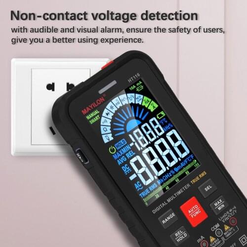 HT116 Multimeter Digital Ture RMS NCV DC AC Voltage Current Meter 9999 Counts Voltmeter Resistance Capacitance Frequency Tester