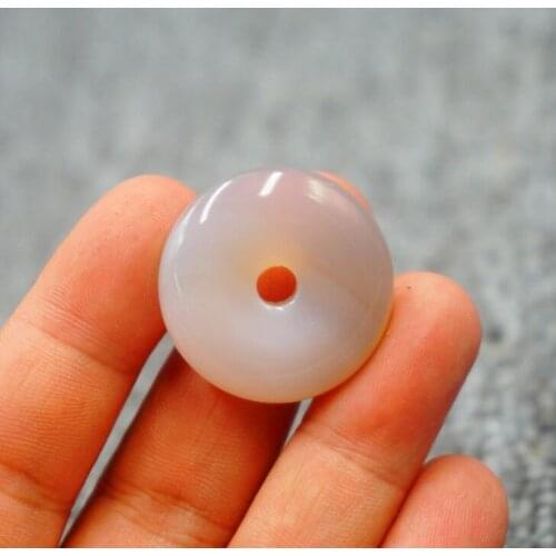 Natural white chalcedony ping an clasp bracelet necklace pendant loose beads DIY accessories 30mm pendant jewelry accessories