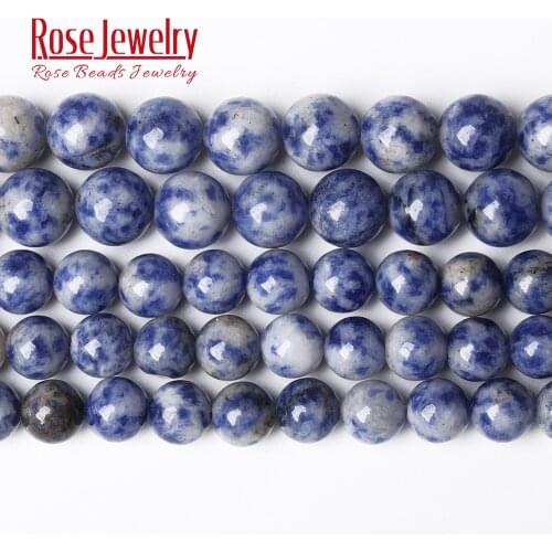 Natural Real Stone Blue Sodalite Round Loose Beads 15" Strand 4 6 8 10 12 14 MM Pick Size for Jewelry Making Women Accessories