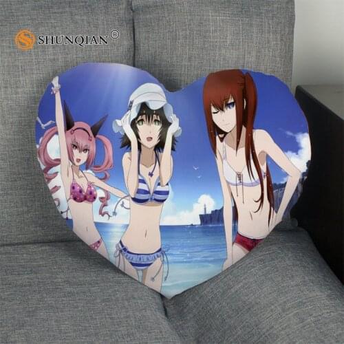 Steins;Gate Heart Shape Pillow Cover Custom zipper Pillowcase Just Cover No Core Size 41x36cm,47x42cm